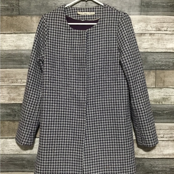 Gibson Houndstooth Plaid Blazer Women’s XS Gray Purple No Show Button - Picture 6 of 10